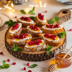 Pomegranate and Goat Cheese Crostini