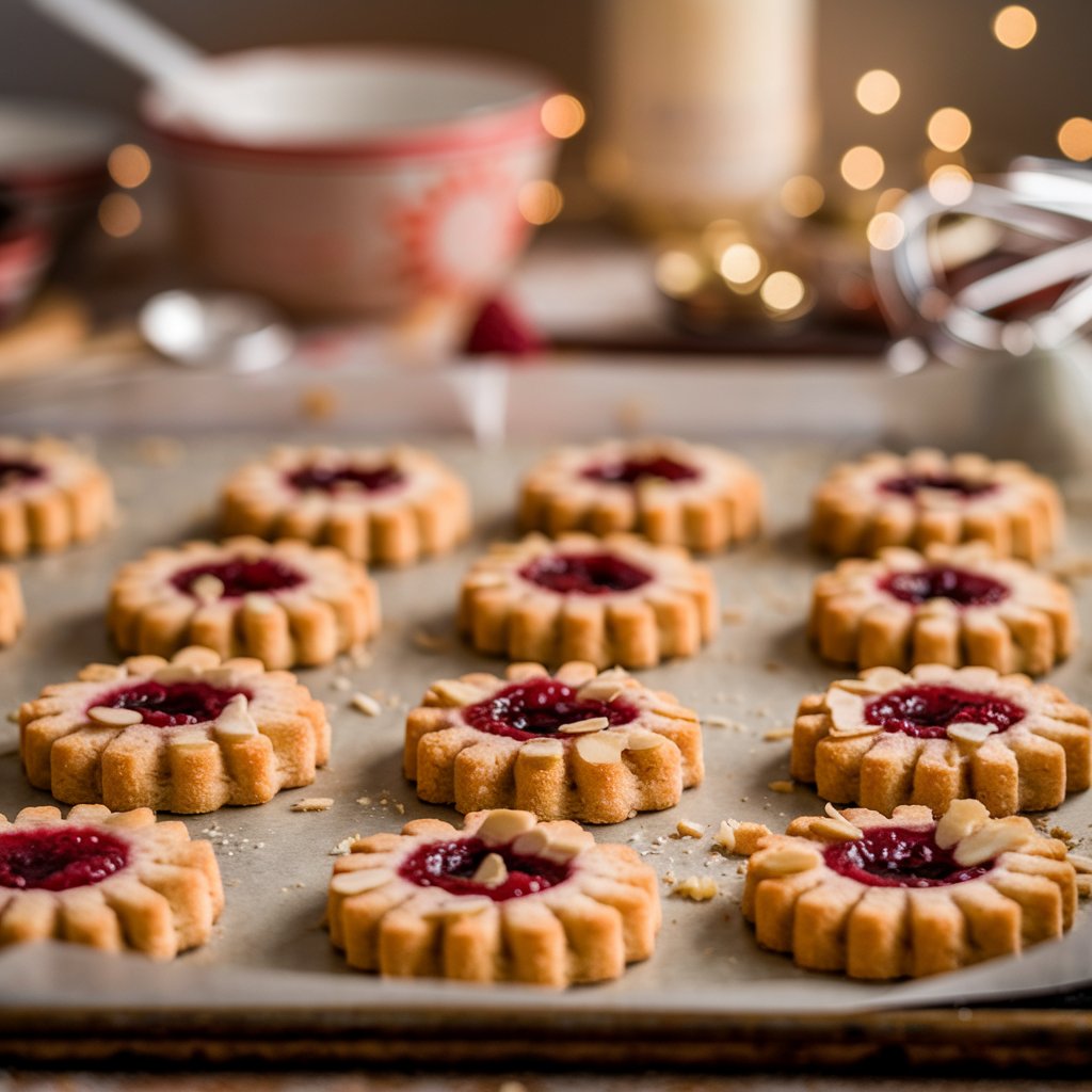 Raspberry Almond Thumbprint cookies
