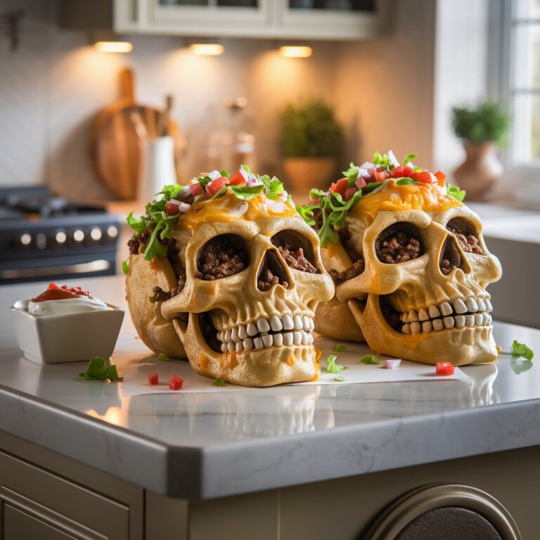 Monster Taco Skulls Appetizer Recipe - snapfoodie.com